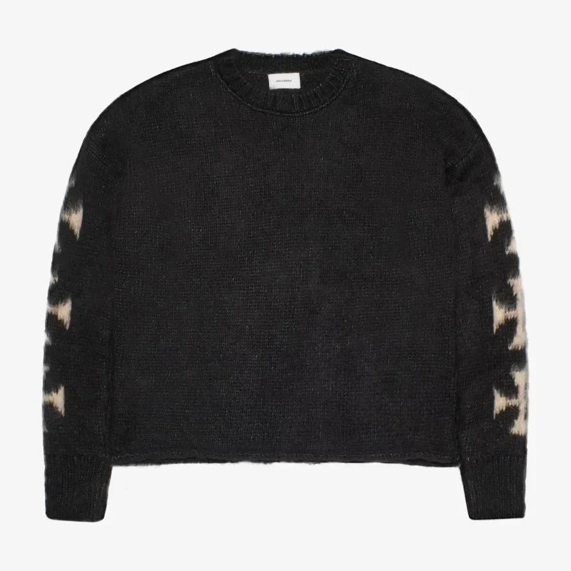 2024 American street retro personalized cross wool sweater men's pullover simple and fashionable top Y2K Harajuku couple sweater