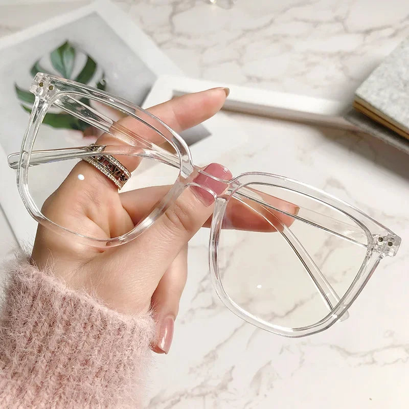 2024 Oversized Transparent Frame Myopia Glasses Women Men Anti-Blue Light Square Eyewear Optical Spectacle Eyeglasses 0 to -600