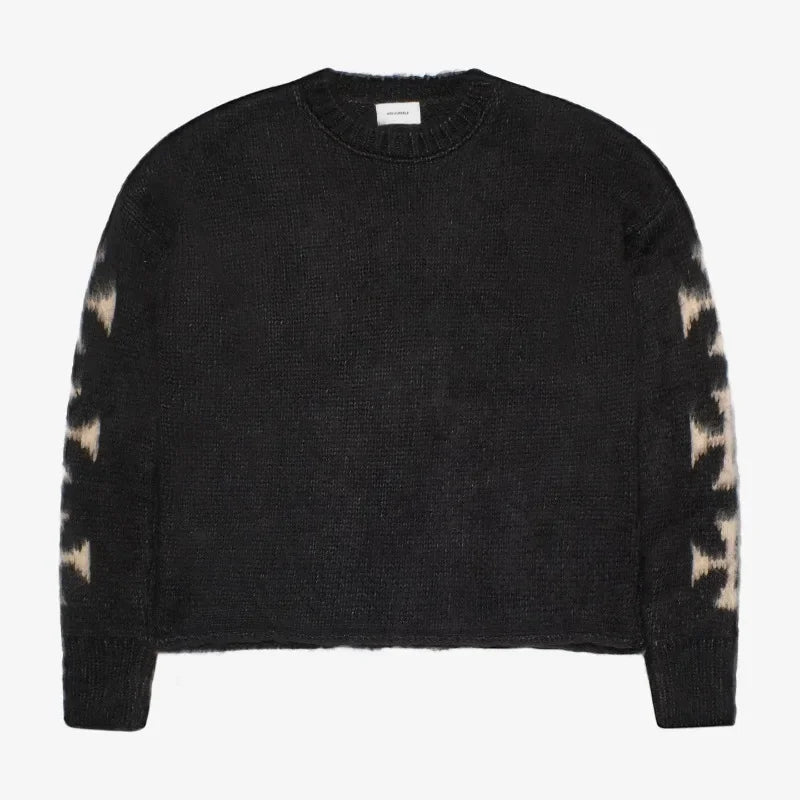 2024 American street retro personalized cross wool sweater men's pullover simple and fashionable top Y2K Harajuku couple sweater