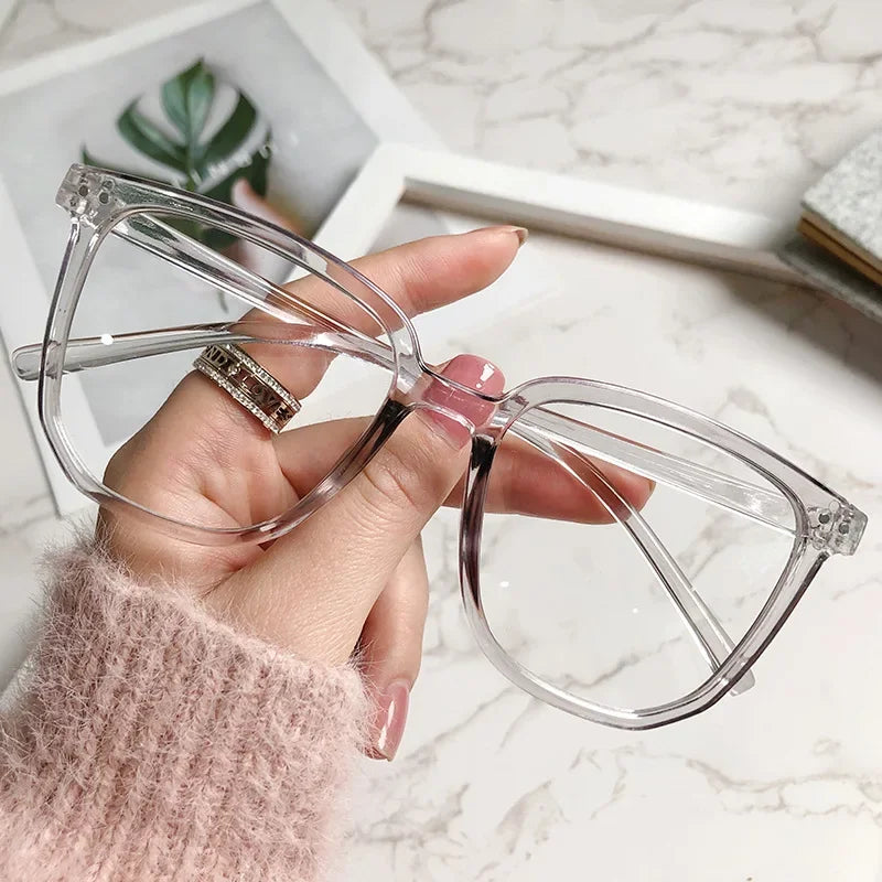2024 Oversized Transparent Frame Myopia Glasses Women Men Anti-Blue Light Square Eyewear Optical Spectacle Eyeglasses 0 to -600