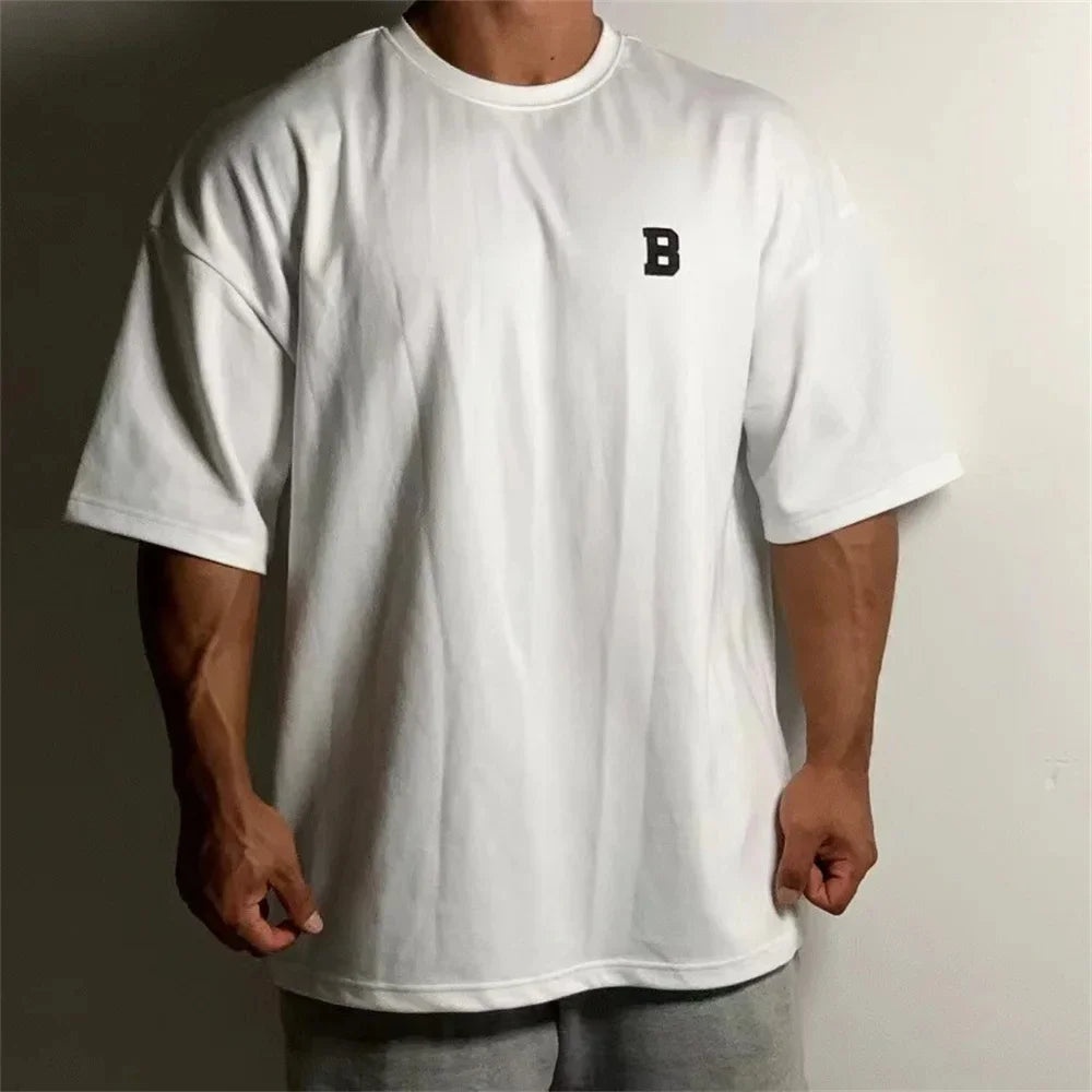 100% Cotton New Summer Mens T Shirt Solid T Shirt Mens Oversized Five Half Short Sleeve Casual Cotton Mens Streetwear Top Tees