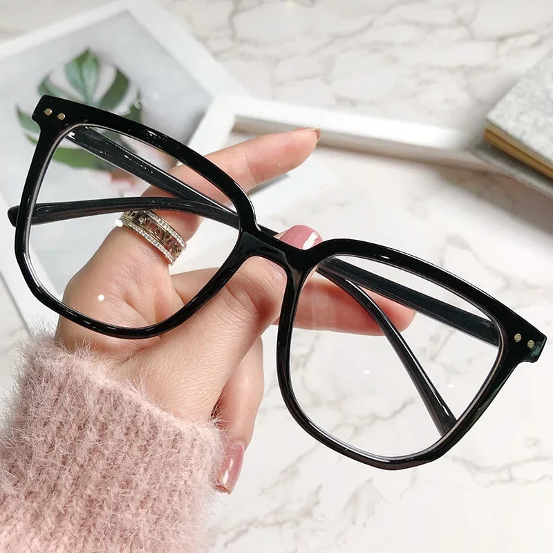 2024 Oversized Transparent Frame Myopia Glasses Women Men Anti-Blue Light Square Eyewear Optical Spectacle Eyeglasses 0 to -600