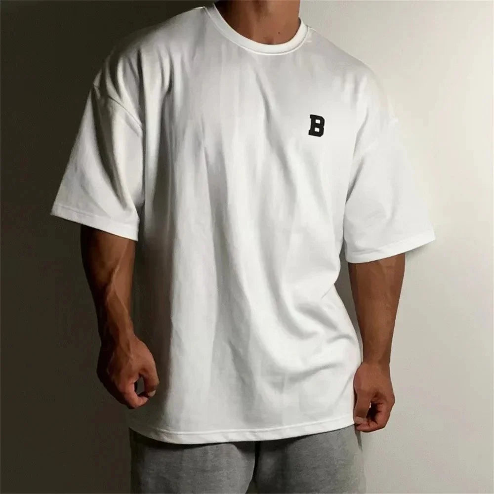 100% Cotton New Summer Mens T Shirt Solid T Shirt Mens Oversized Five Half Short Sleeve Casual Cotton Mens Streetwear Top Tees
